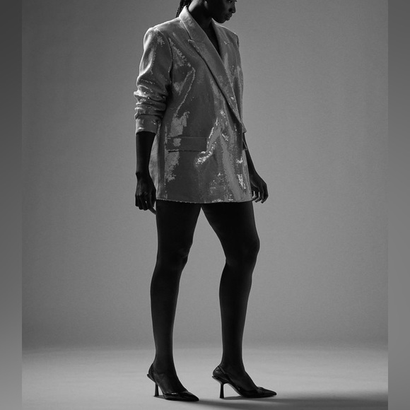 H&M sequined blazer Champagne color NWT - Picture 4 of 7